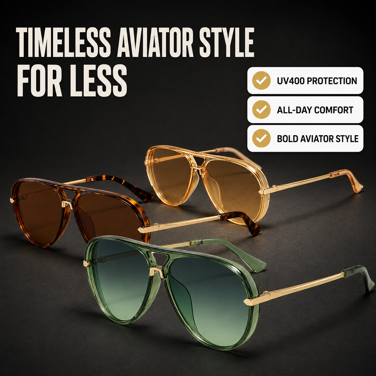 VELTRIQ SOLARA™ CLASSIC AVIATOR SUNGLASSES