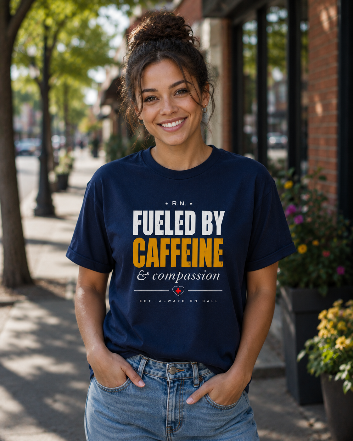 Fueled By Caffeine & Compassion™ Unisex Nurse Lifestyle T-Shirt