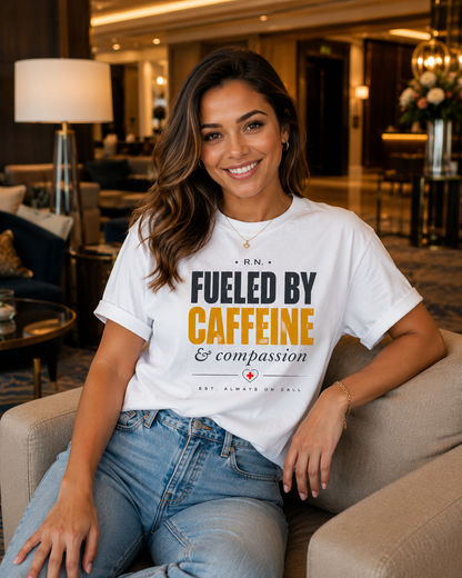Fueled By Caffeine & Compassion™ Unisex Nurse Lifestyle T-Shirt