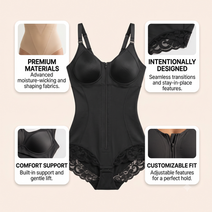 Ventriq SculptFit™ Front-Zip Tummy Control Bodysuit